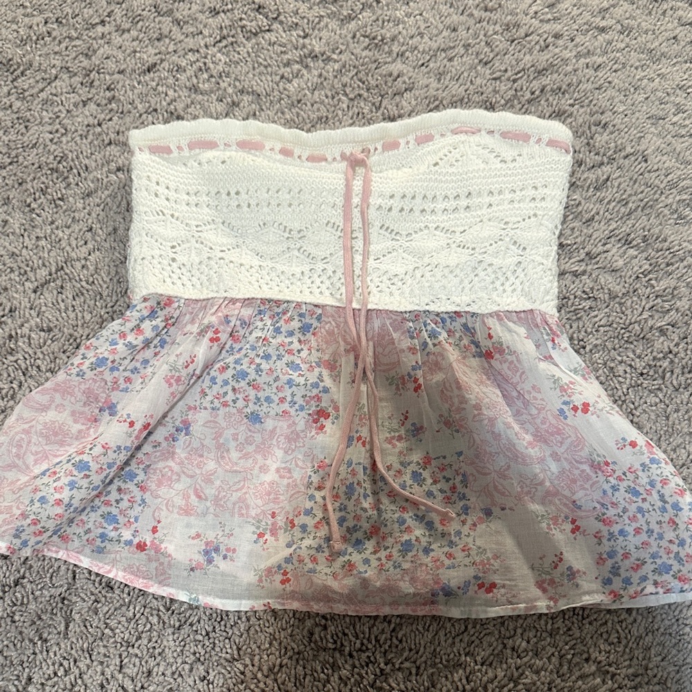 hollister pink floral tube top